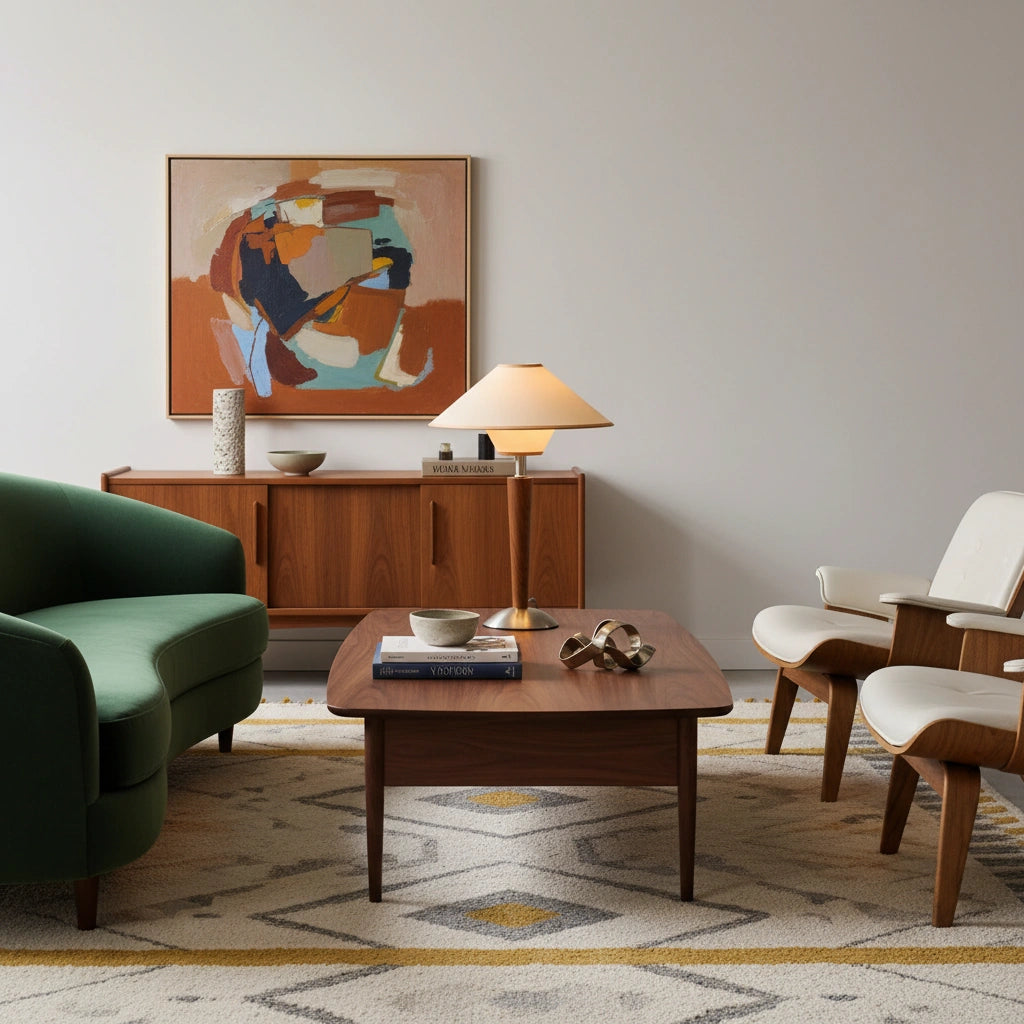 Lampe de Table Mid-Century en Bois et Tissu | TALONWOOD