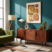 Lampe de Table Mid-Century en Bois et Tissu | TALONWOOD