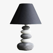 Lampe à poser design LED en galets avec abat-jour gris Nordic