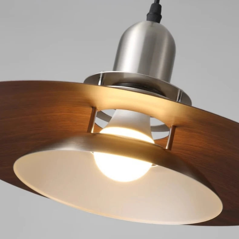 Mid-century modern metal and walnut pendant light | MIDORI