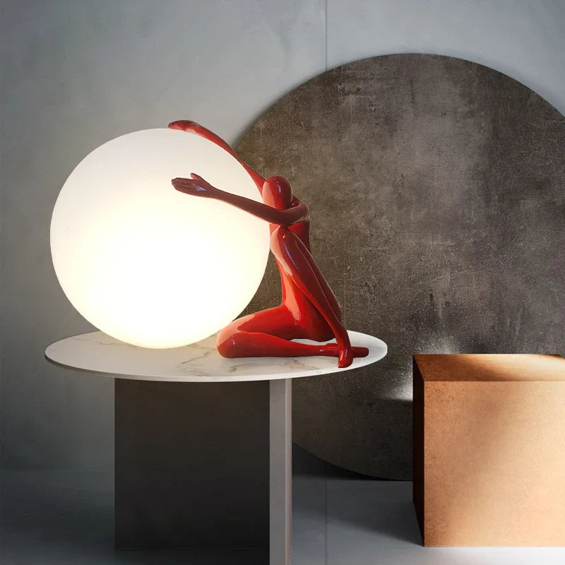 Lampe à poser sculpture humanoïde design créatif pour décoration intérieure