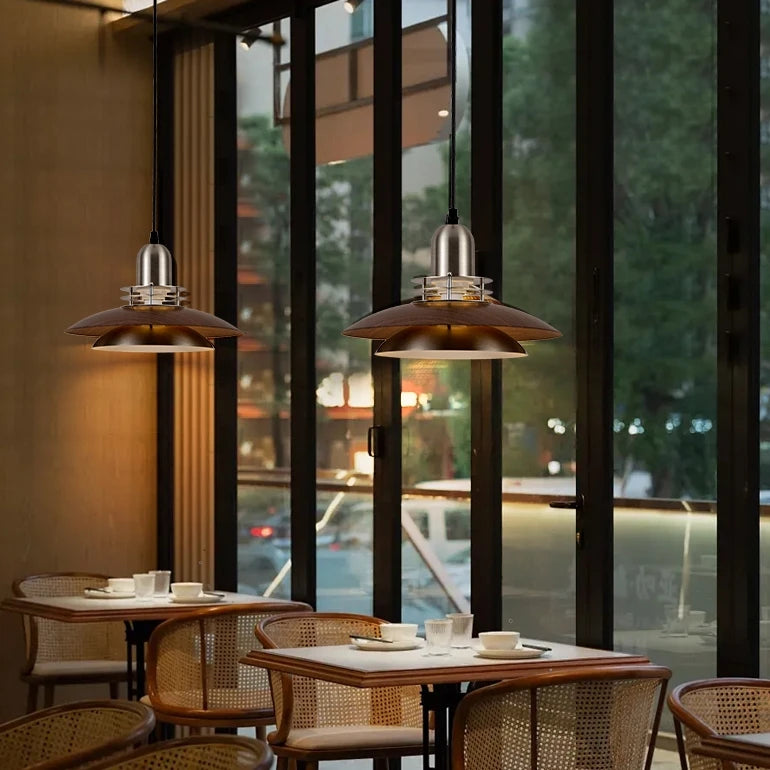 Mid-century modern metal and walnut pendant light | MIDORI