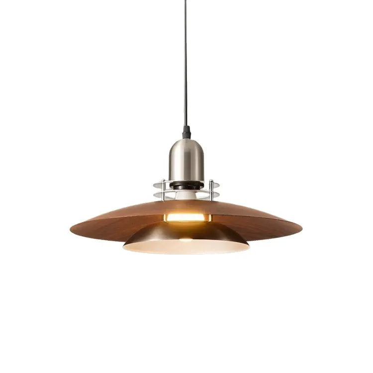 Mid-century modern metal and walnut pendant light | MIDORI
