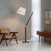 Lampadaire mid-century modern bois et métal brossé | ALDEN