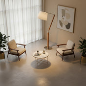 Lampadaire mid-century modern bois et métal brossé | ALDEN