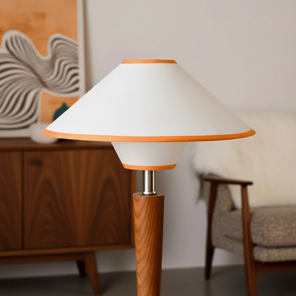 Lampe de Table Mid-Century en Bois et Tissu | TALONWOOD