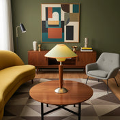 Lampe de Table Mid-Century en Bois et Tissu | TALONWOOD