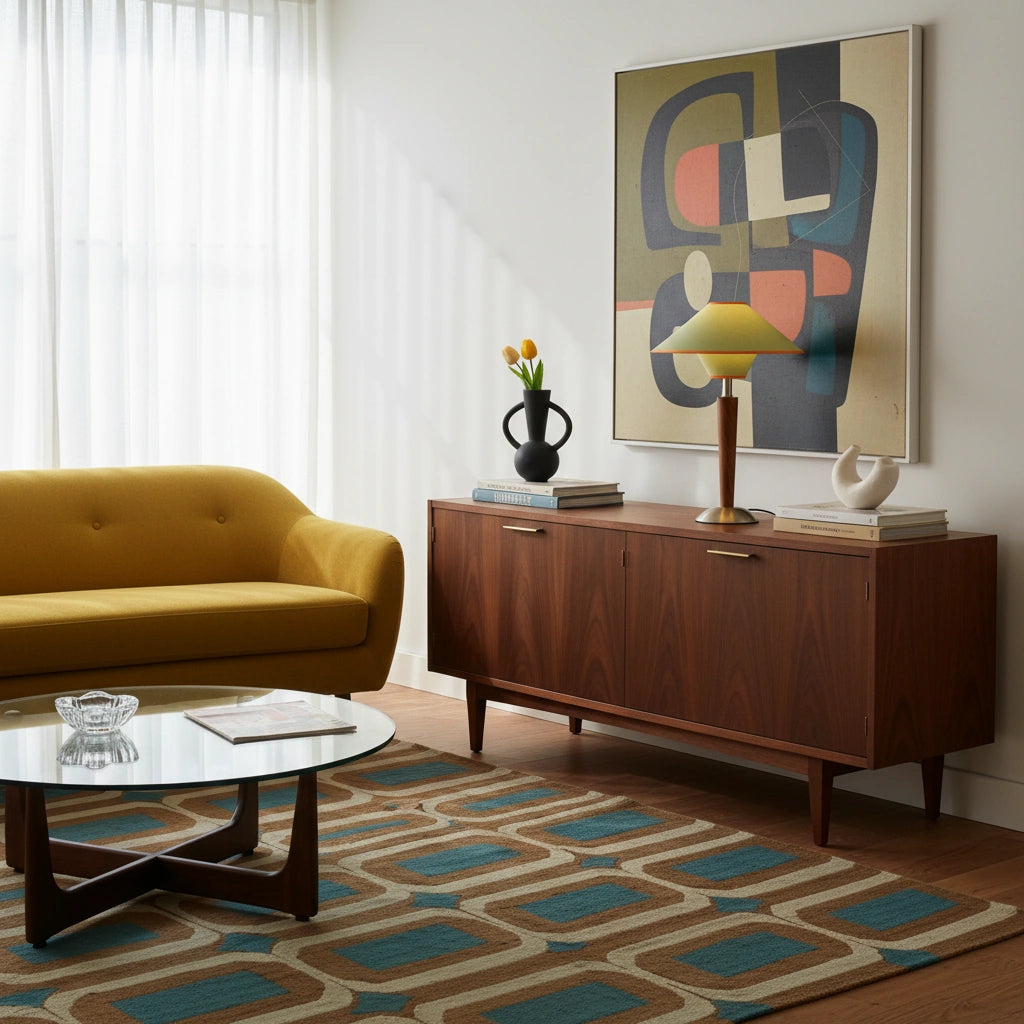 Lampe de Table Mid-Century en Bois et Tissu | TALONWOOD