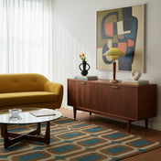 Lampe de Table Mid-Century en Bois et Tissu | TALONWOOD