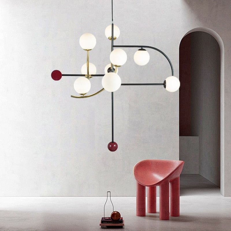 Lustre industriel vintage | ZEPHYRUS-Noir/Or-9 Têtes-Glowe-Studio