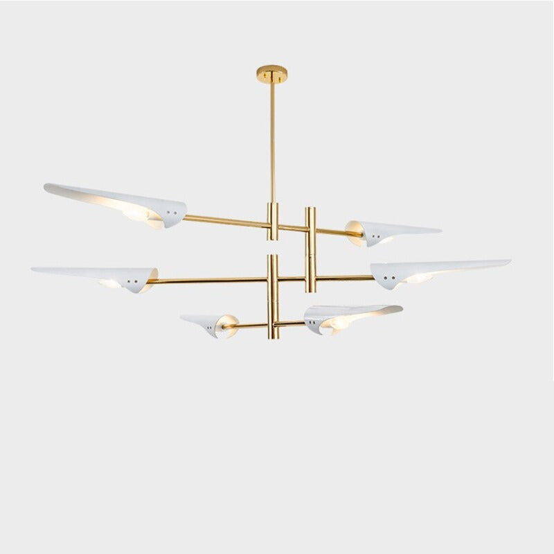 Lustre suspension industriel | VIVIDA-Blanc/Or-6 Têtes-Glowe-Studio