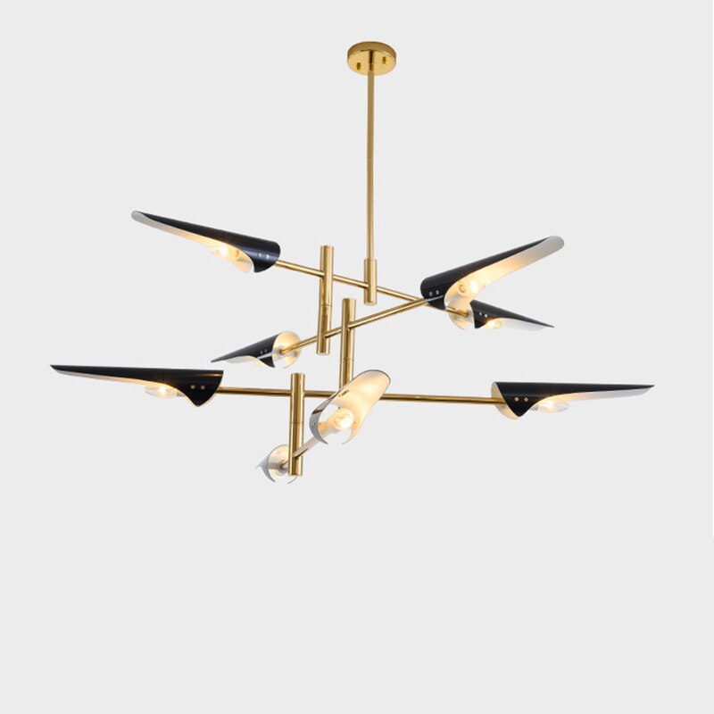 Lustre suspension industriel | VIVIDA-Noir/Or-4 Têtes-Glowe-Studio