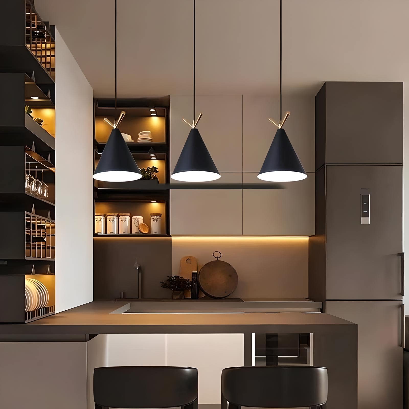 Plafonnier LED cuisine | PHOENIX-Noir-Glowe-Studio