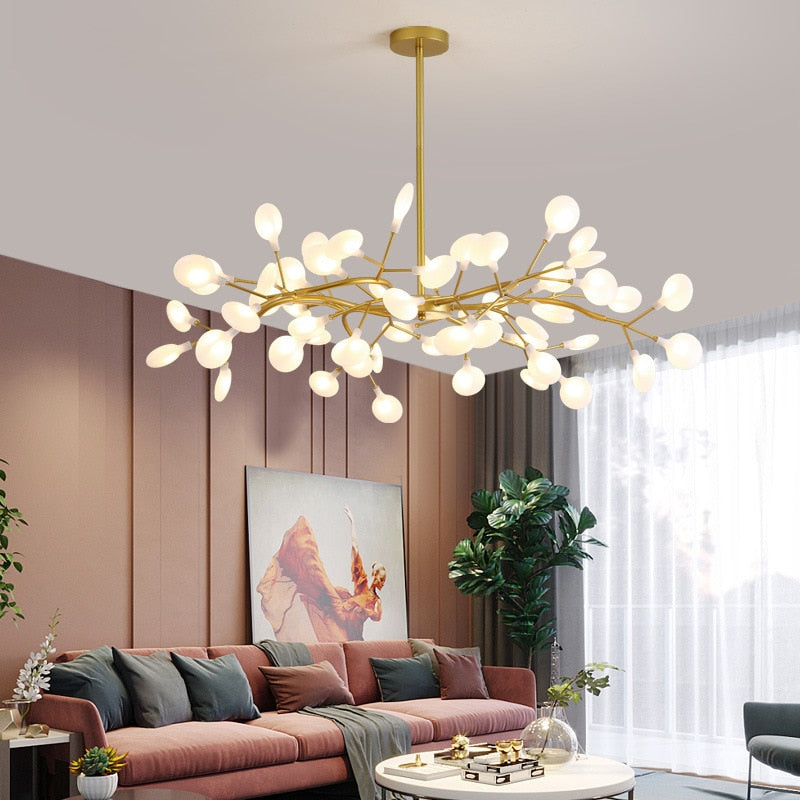 Plafonnier LED salon | VELA-Or-45 Fleurs-Glowe-Studio