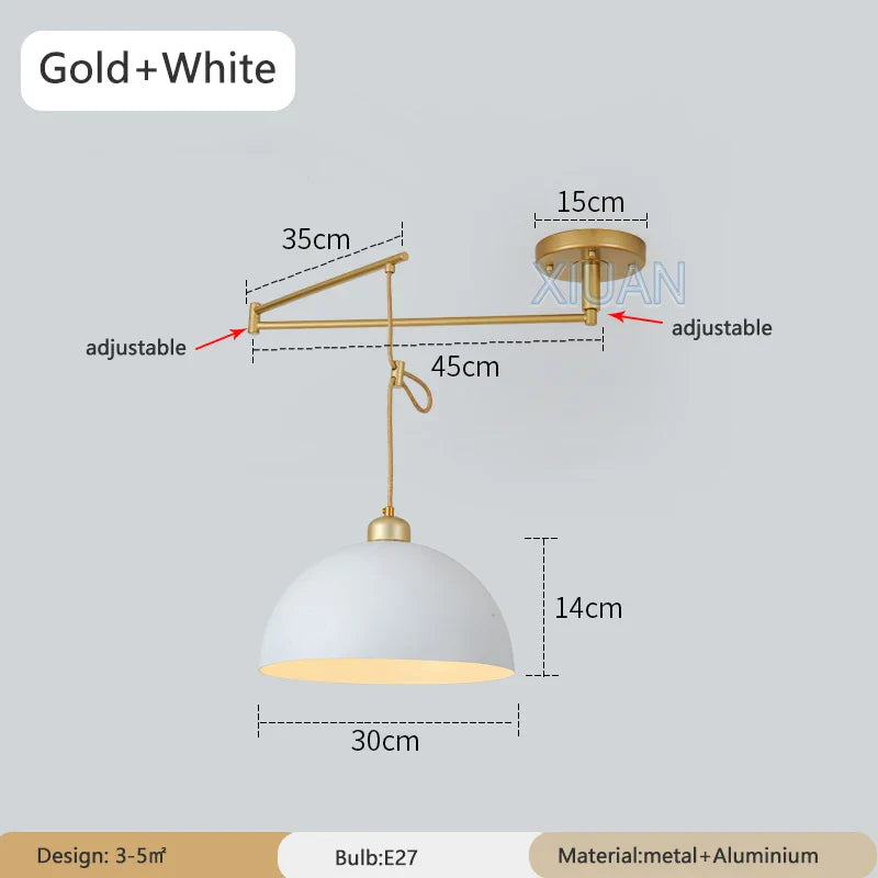 Lampe pendante nordique avec conception pliante et culbuteur