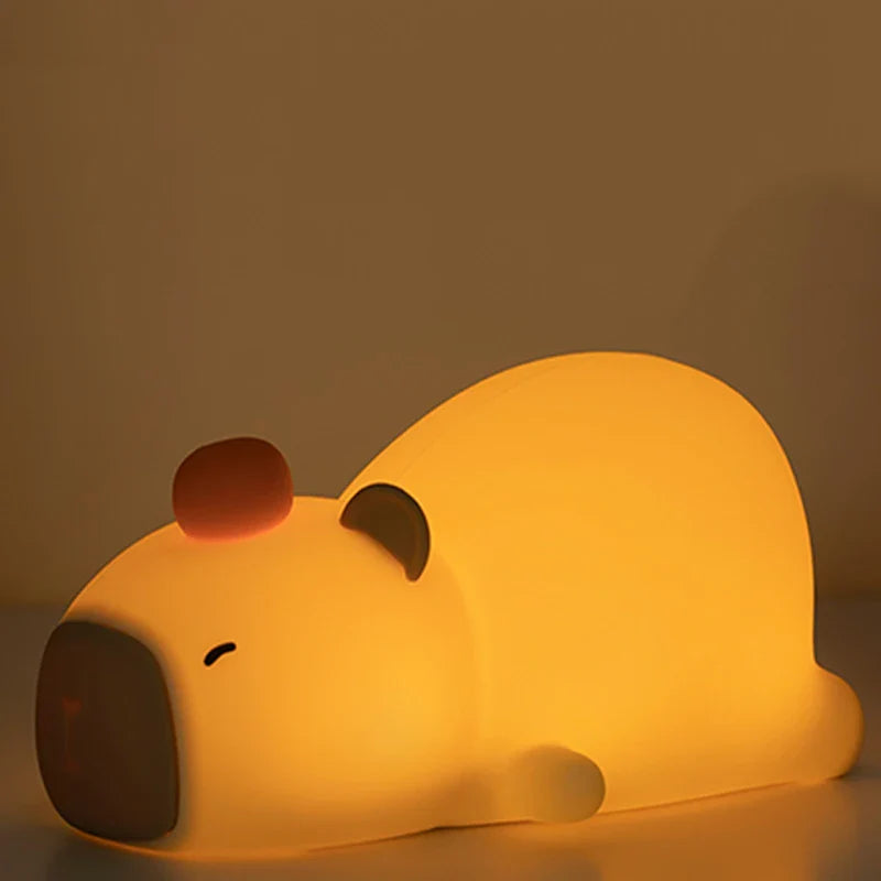 Lampe enfant dessin animé Silicone LED Capybara veilleuse USB Rechargeable gradation sommeil lampe de nuit pour chambre d'enfants décor cadeau d'anniversaire