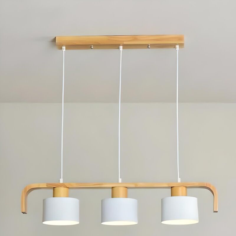 Suspension luminaire bois | FABLE-Blanc-3 Têtes-Glowe-Studio