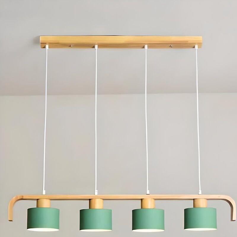 Suspension luminaire bois | FABLE-Vert-4 Têtes-Glowe-Studio