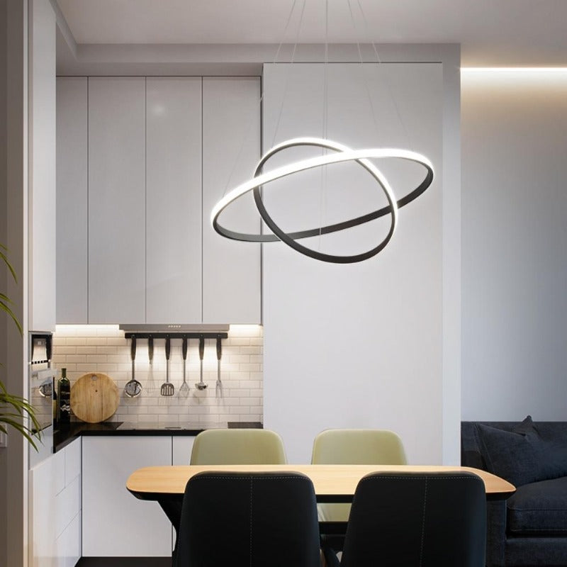 Suspension luminaire design pour salon | IDYLLE-Noir-Double-Glowe-Studio