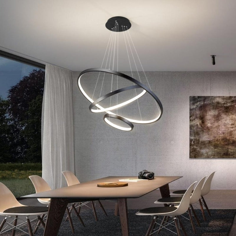 Suspension luminaire design pour salon | IDYLLE-Noir-Triple-Glowe-Studio