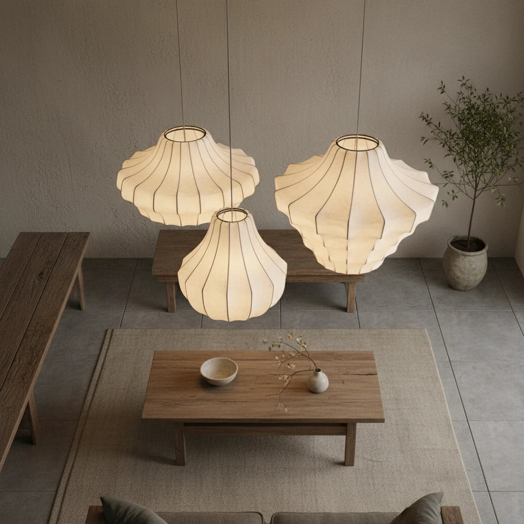 Wabi-Sabi Silk Pendant Light | HIKARI
