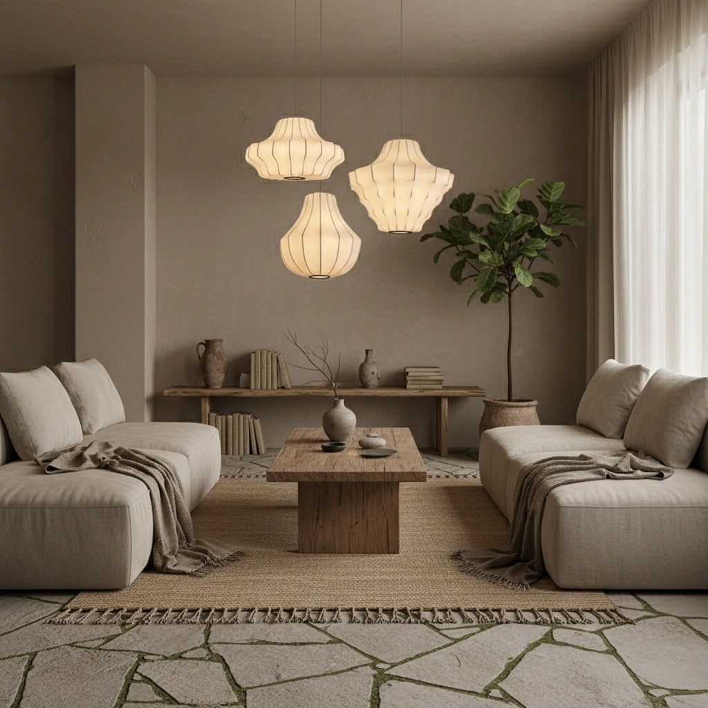 Wabi-Sabi Silk Pendant Light | HIKARI