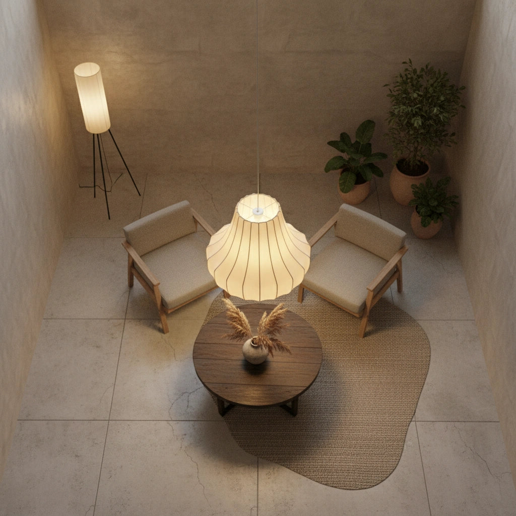 Wabi-Sabi Silk Pendant Light | HIKARI