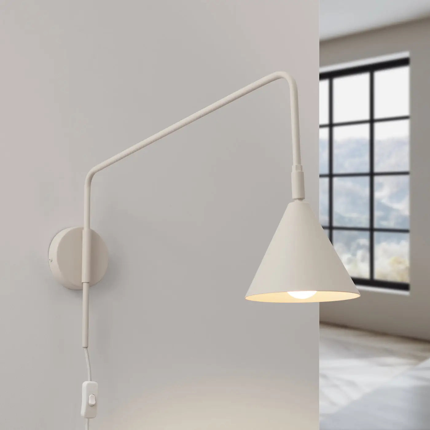 Applique murale abat-jour conique beige en acier industriel — vue 1