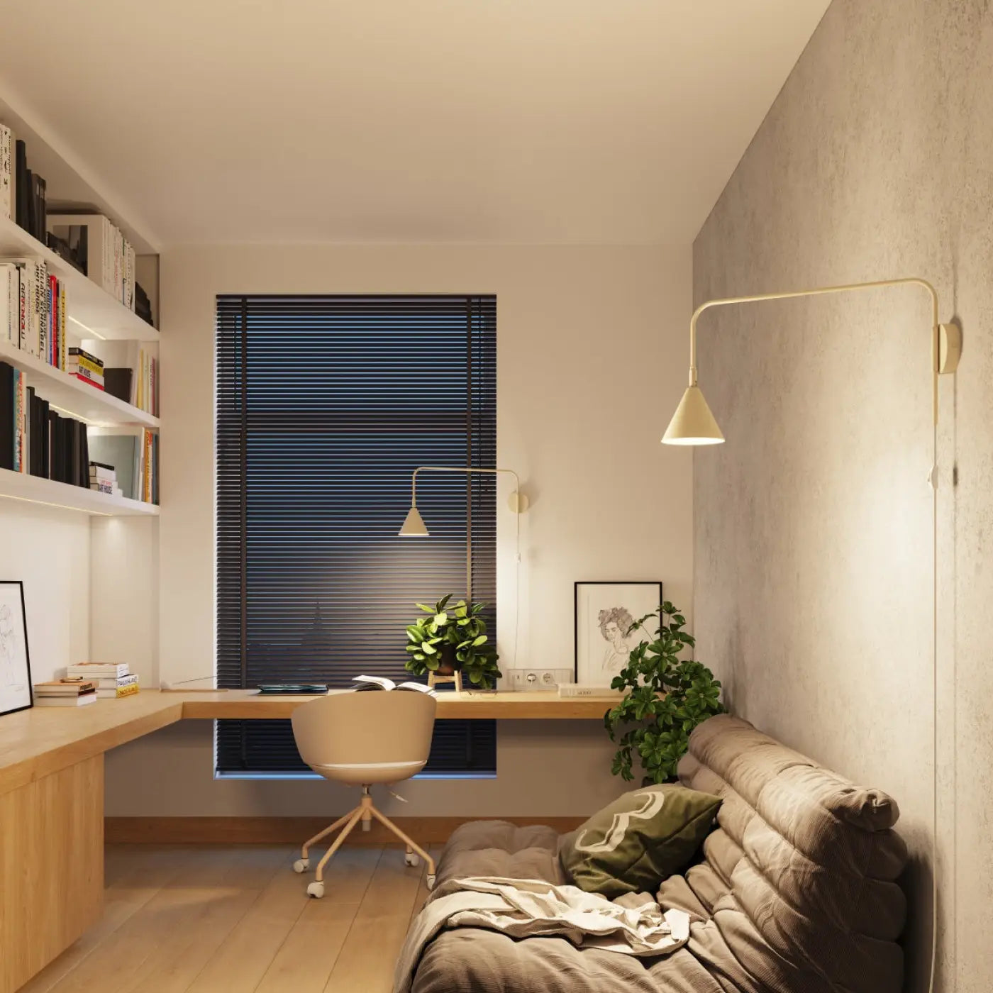 Applique murale abat-jour conique beige en acier industriel — vue 10