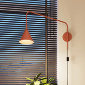 Applique murale abat-jour conique rouge ocre en acier E14 — vue 12