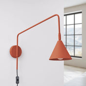 Applique murale abat-jour conique rouge ocre en acier E14 — vue 2