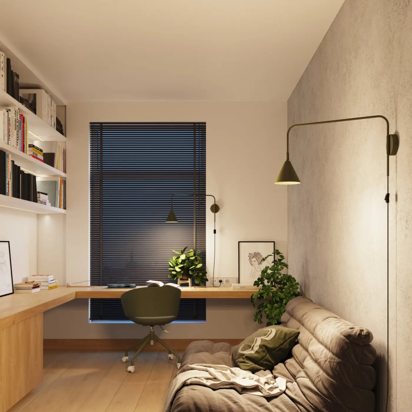 Applique murale abat-jour conique vert olive en acier E14 — vue 10