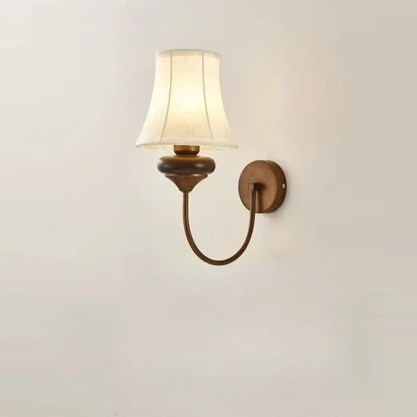 Applique murale abat-jour tissu et bois style vintage — vue 1