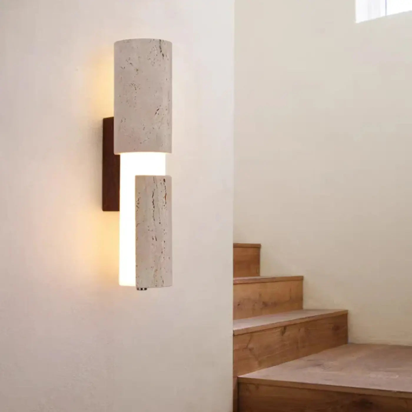 Applique murale Art Déco pierre et métal beige LED — vue 2
