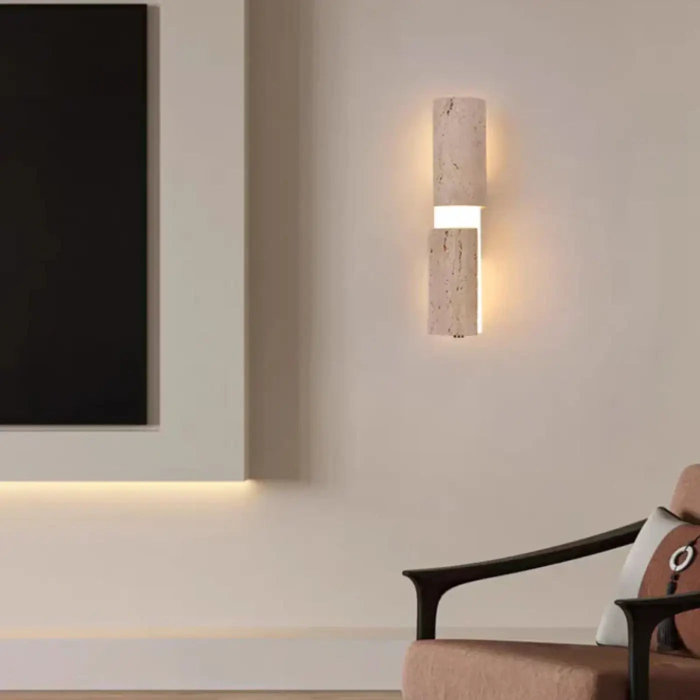 Applique murale Art Déco pierre et métal beige LED — vue 4