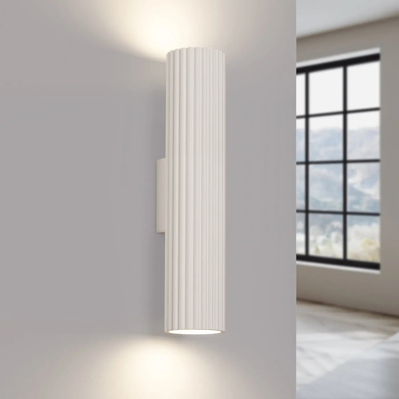 Applique murale beige cannelée en aluminium LED — vue 1