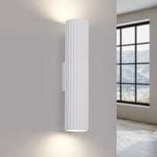 Applique murale blanche cannelée LED double faisceau — vue 1
