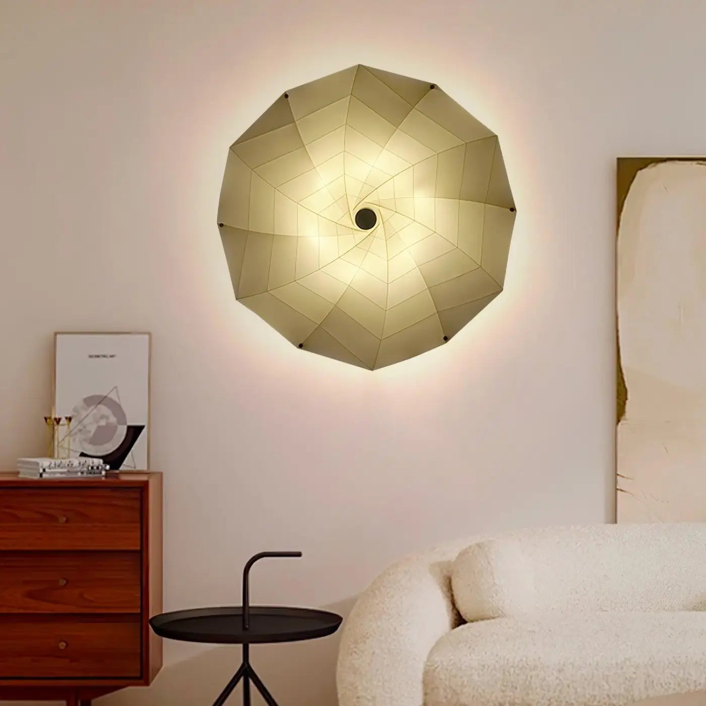 Applique murale blanche design origami en aluminium — vue 1