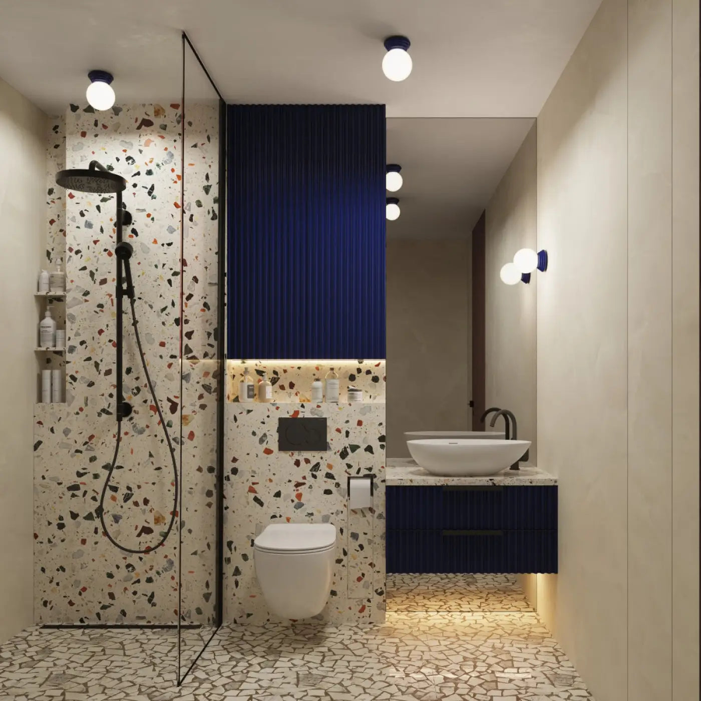 Applique murale boule céramique bleu ultramarine IP44 — vue 10