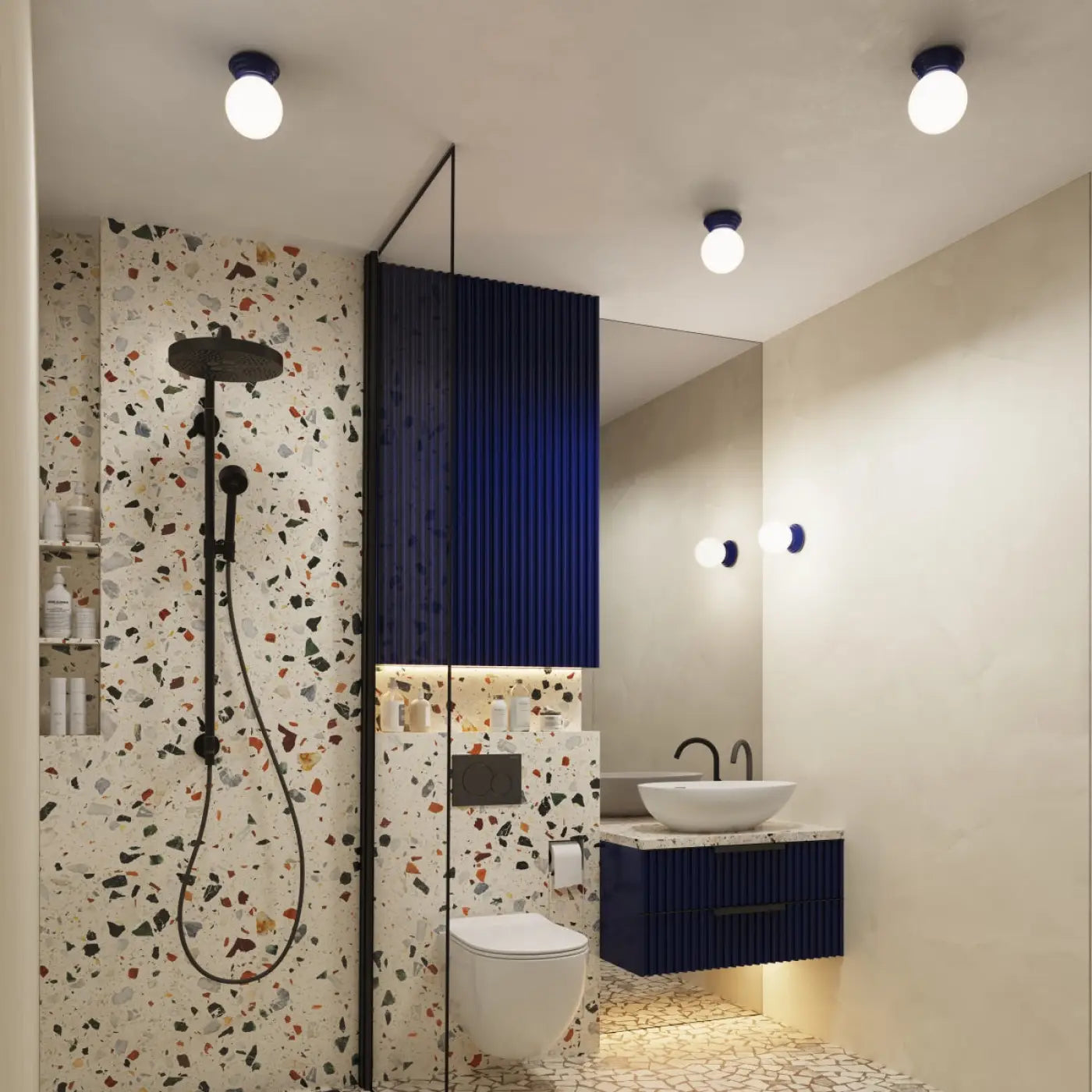 Applique murale boule céramique bleu ultramarine IP44 — vue 11