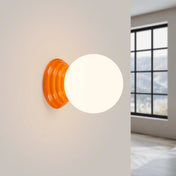 Applique murale boule céramique orange opaline IP44 — vue 1