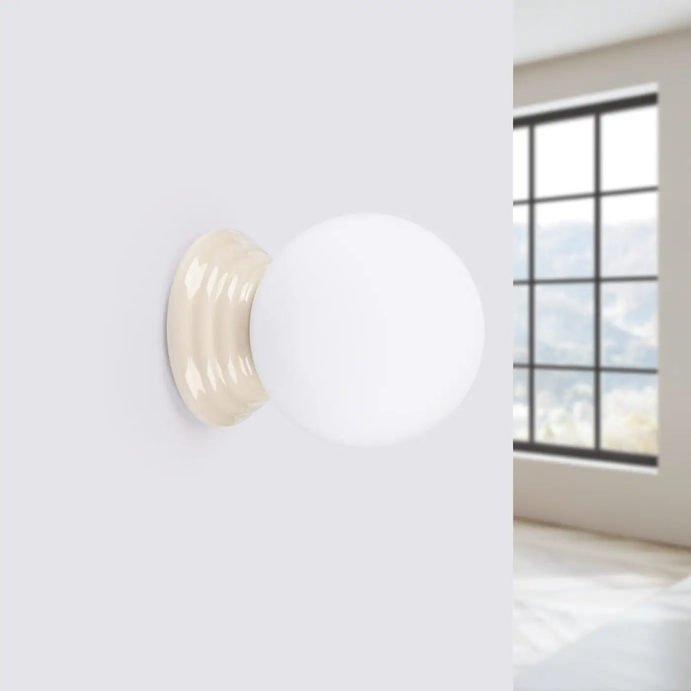 Applique murale boule en céramique beige minimaliste — vue 2