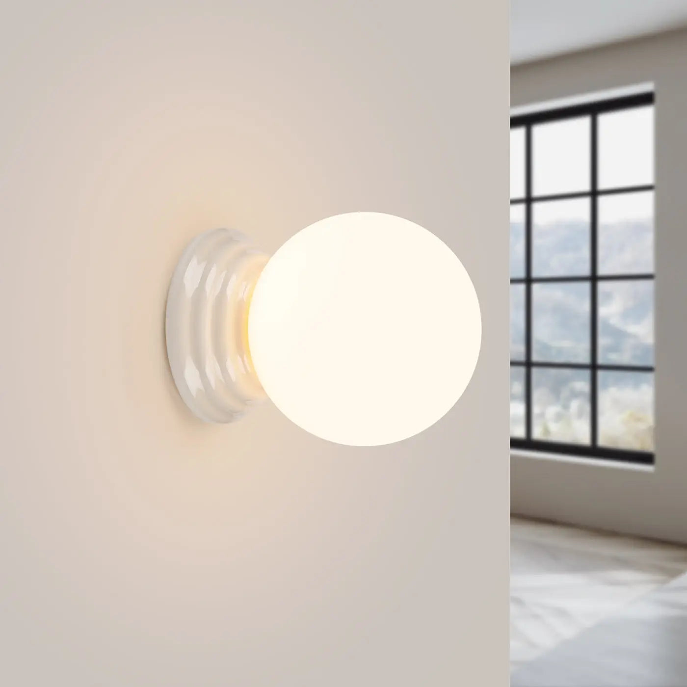 Applique murale boule opaline blanche céramique G9 — vue 1