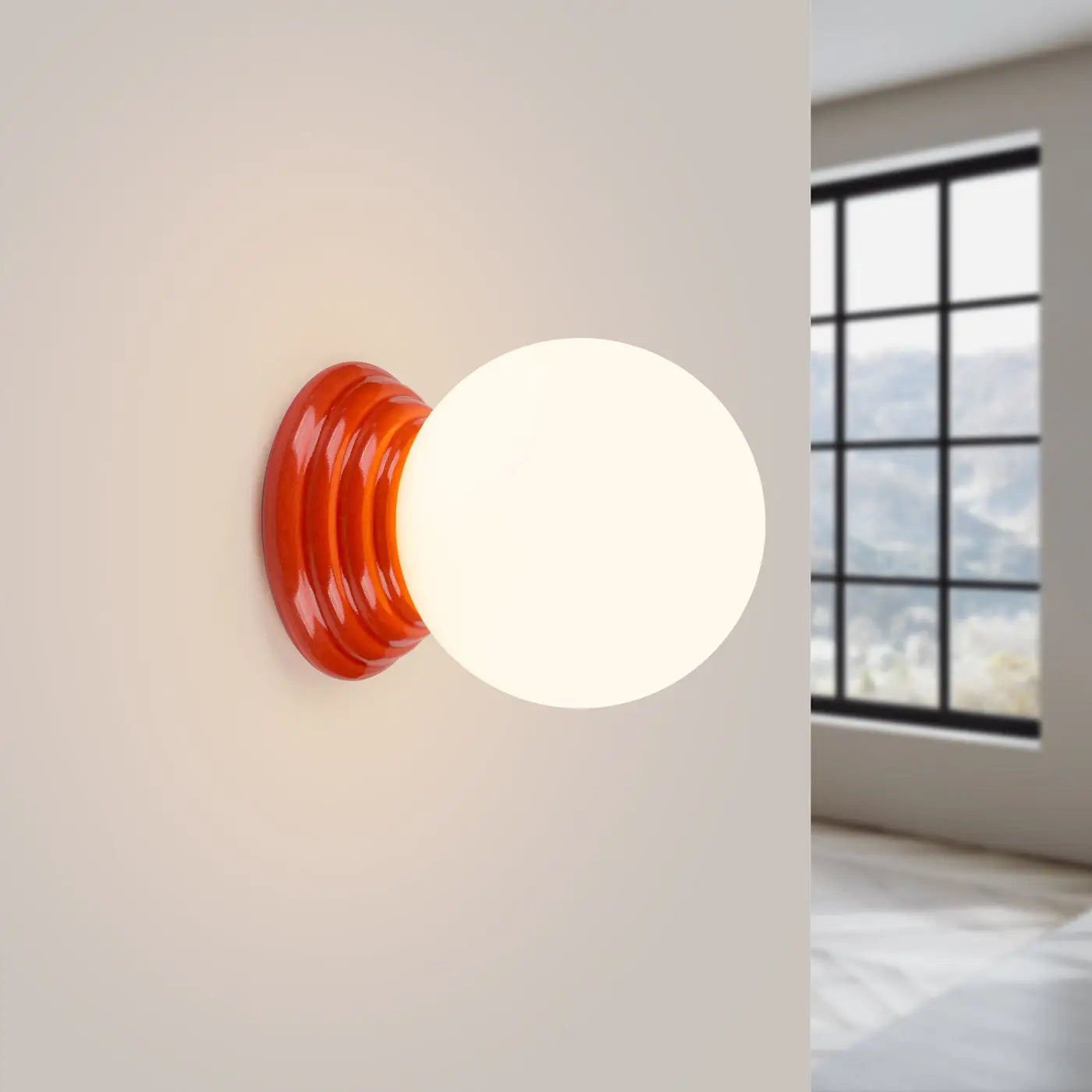 Applique murale boule opaline peach céramique IP44 — vue 1