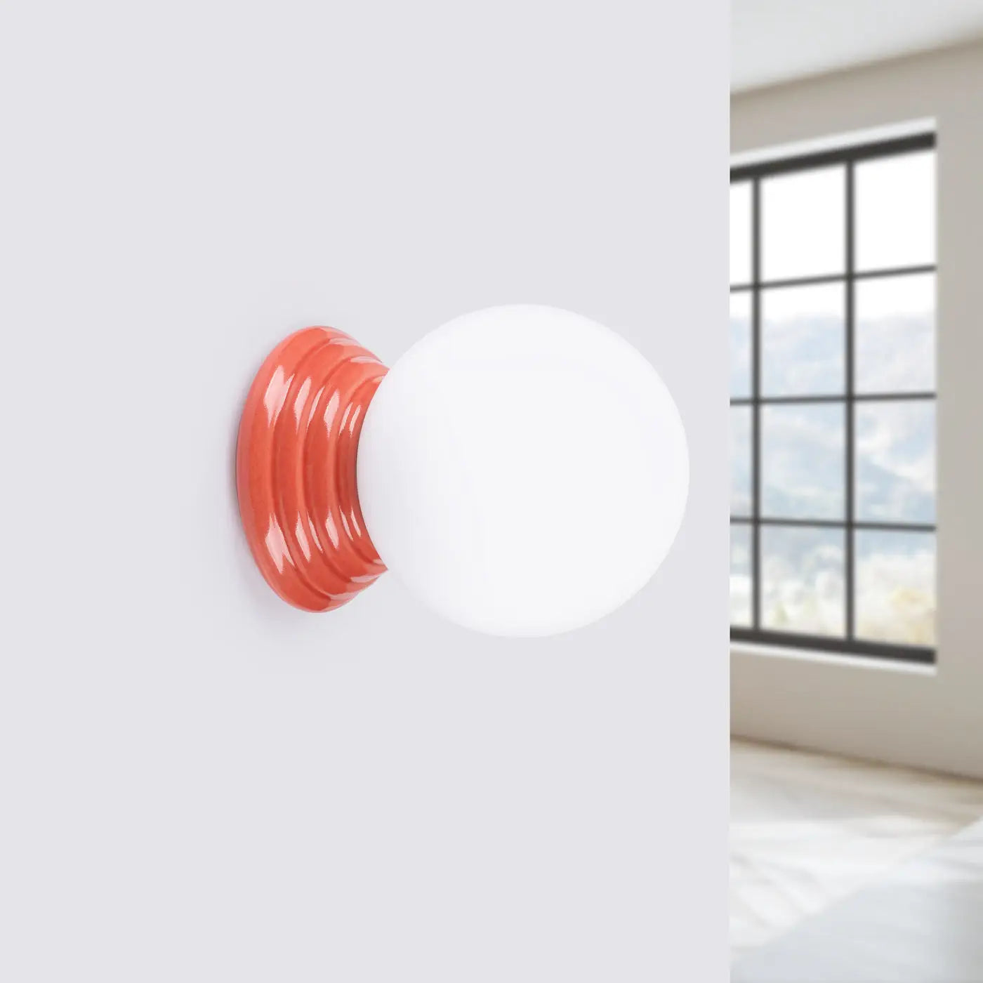 Applique murale boule opaline peach céramique IP44 — vue 2