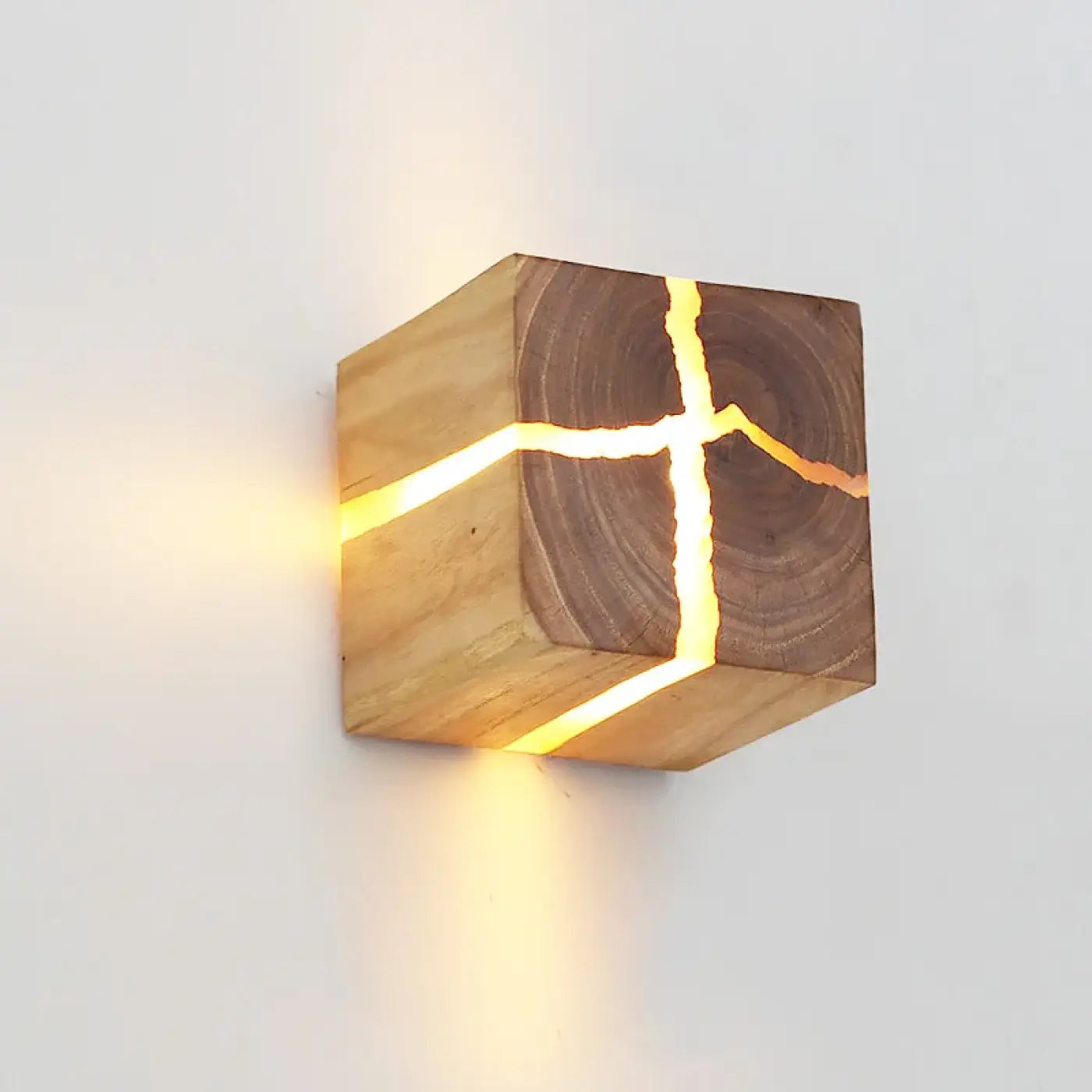 Applique murale carrée en bois marron LED originale — vue 1
