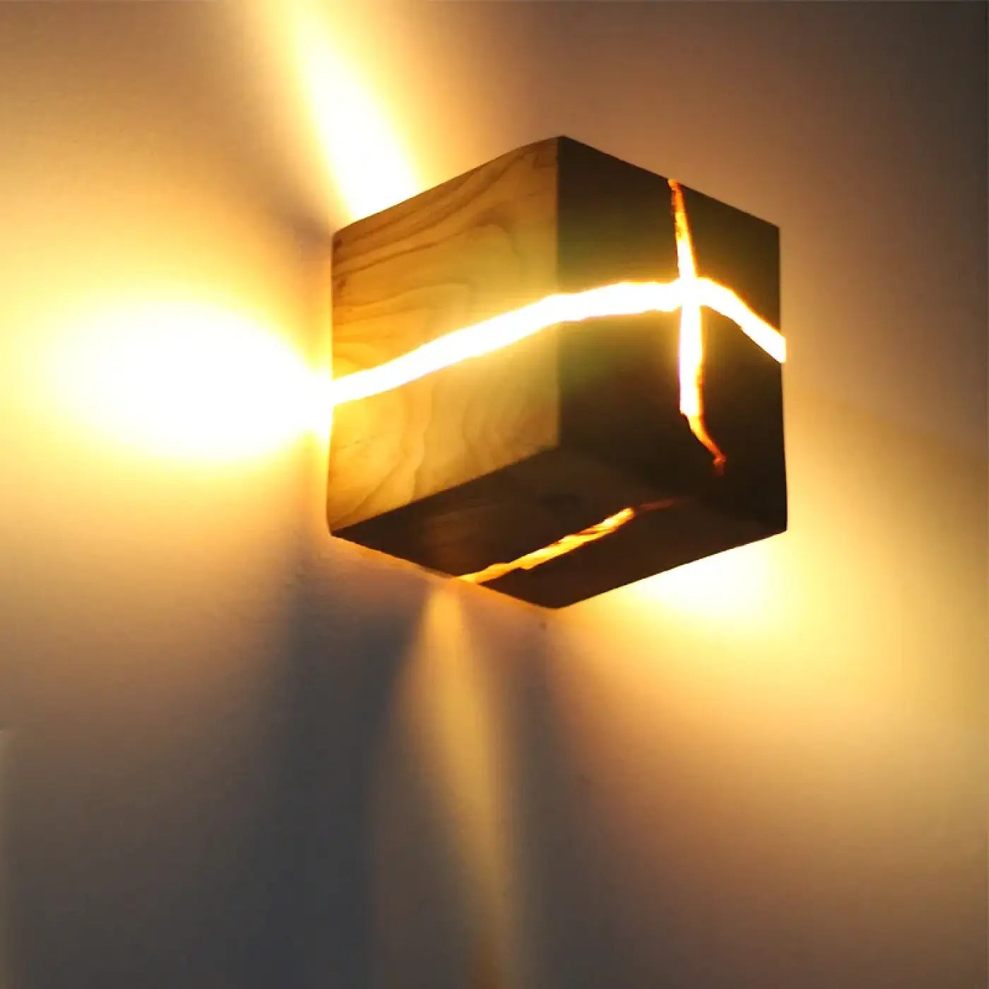 Applique murale carrée en bois marron LED originale — vue 2