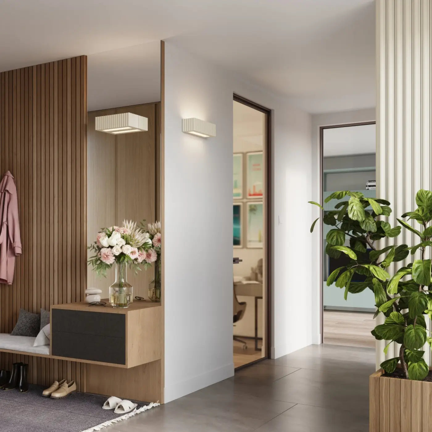 Applique murale céramique beige rainurée E27 moderne — vue 10