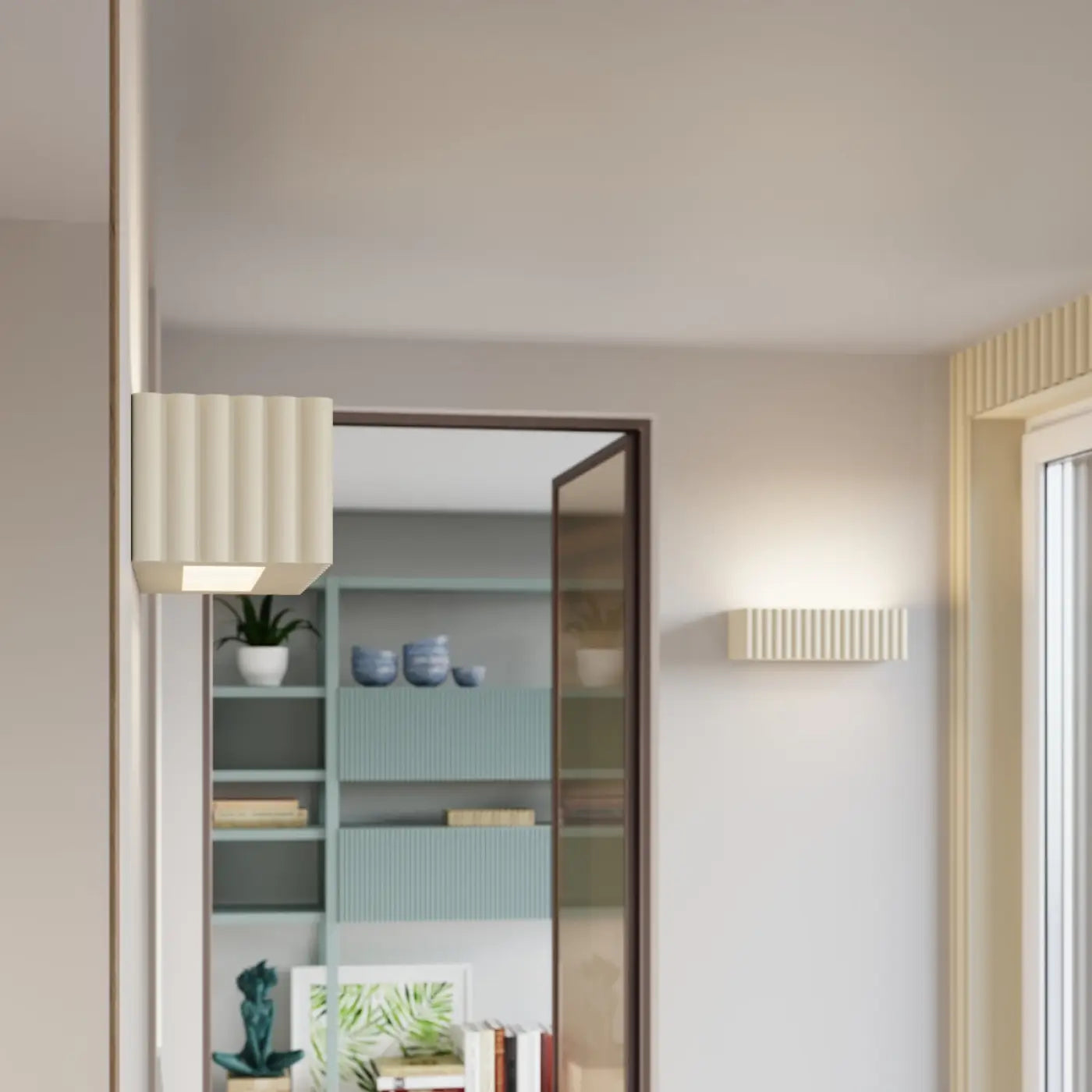 Applique murale céramique beige rainurée E27 moderne — vue 11