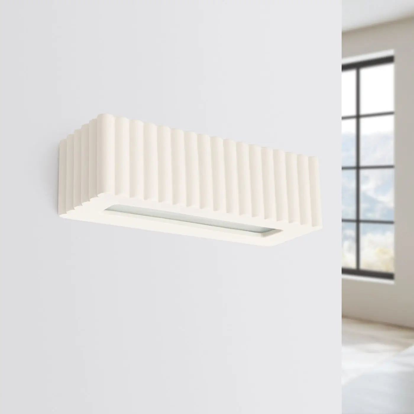 Applique murale céramique beige rainurée E27 moderne — vue 2